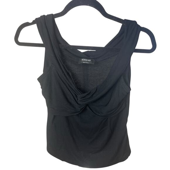 The Work Shop Off Shoulder Deep-V Twist Top, Black, Date, Cocktails, Parties, L - Picture 4 of 8